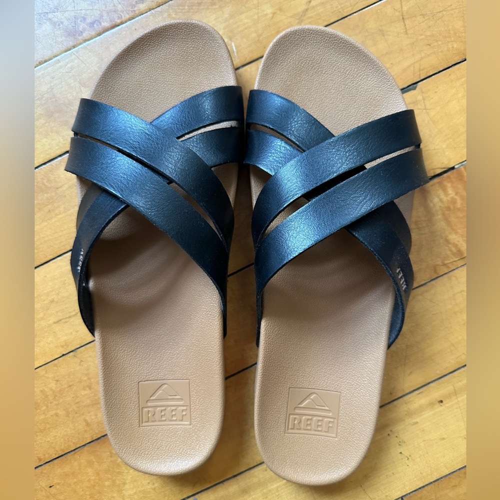 Reef Black and Brown Slide Sandals